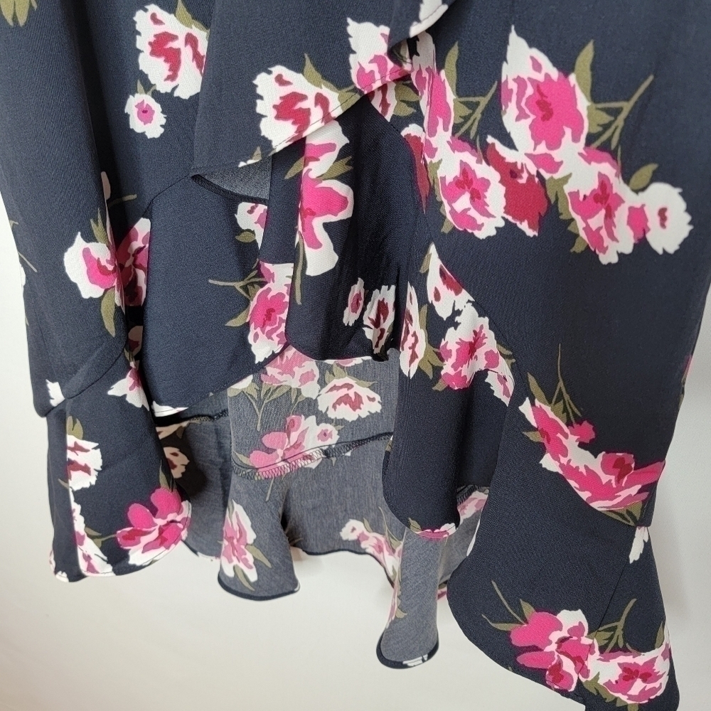 J. CREW Blue Floral Ruffle Wrap Dress - Picture 9 of 16